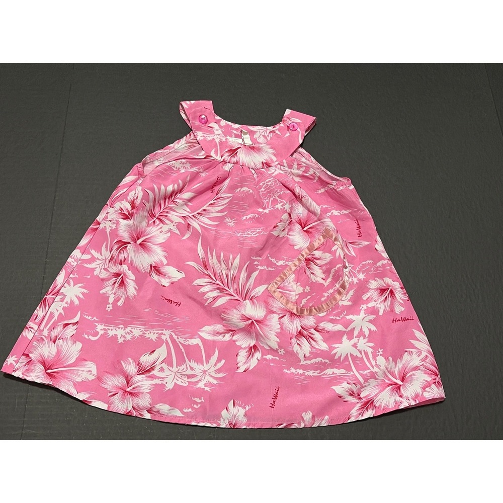 Koko Keiki Hawaii Pink Hibiscus Tropical Palm Tree Dress Size 2